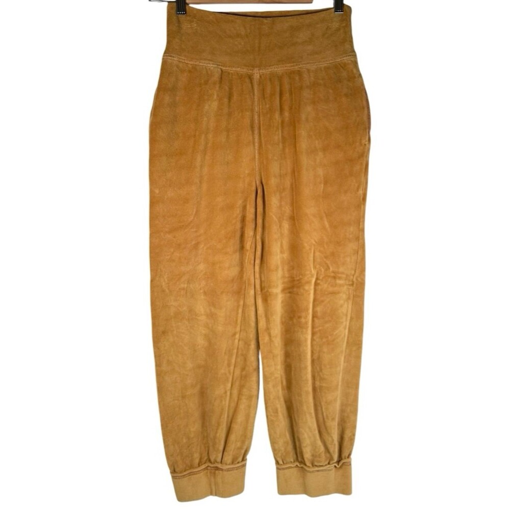 Free People FP Movement Burnt Brown Velour Yoga Athleisure Pants Size Small